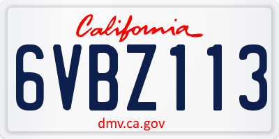 CA license plate 6VBZ113