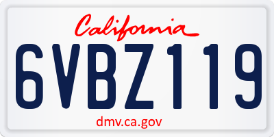 CA license plate 6VBZ119