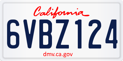 CA license plate 6VBZ124