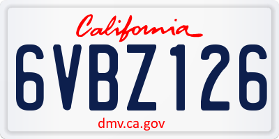 CA license plate 6VBZ126