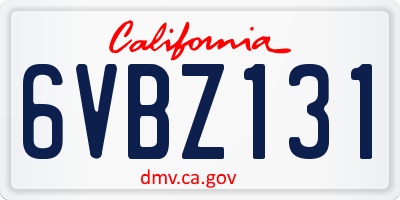 CA license plate 6VBZ131