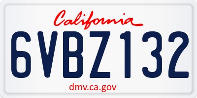 CA license plate 6VBZ132