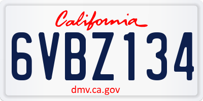 CA license plate 6VBZ134