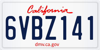 CA license plate 6VBZ141