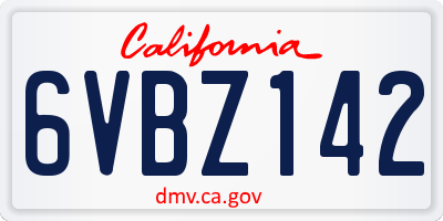 CA license plate 6VBZ142