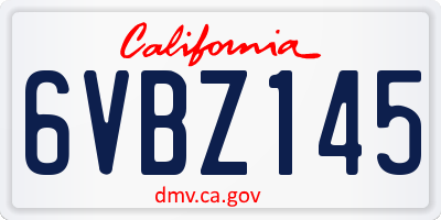 CA license plate 6VBZ145