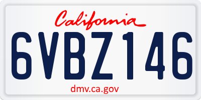 CA license plate 6VBZ146