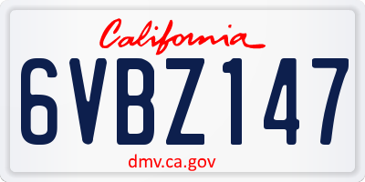 CA license plate 6VBZ147