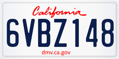 CA license plate 6VBZ148