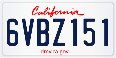 CA license plate 6VBZ151