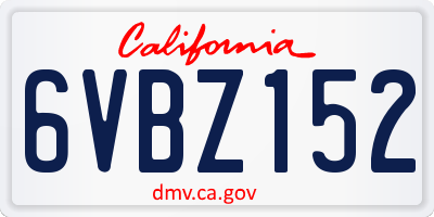 CA license plate 6VBZ152