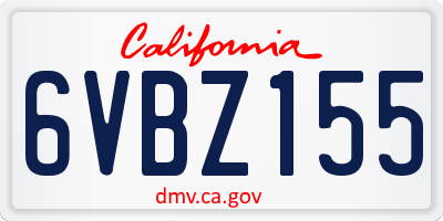 CA license plate 6VBZ155