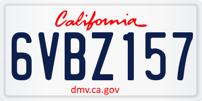 CA license plate 6VBZ157