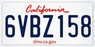 CA license plate 6VBZ158