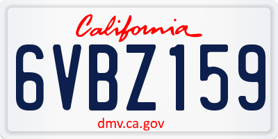 CA license plate 6VBZ159