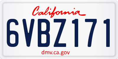 CA license plate 6VBZ171