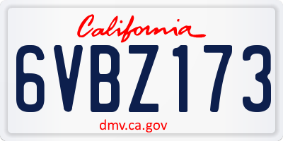 CA license plate 6VBZ173