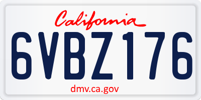 CA license plate 6VBZ176