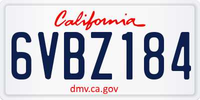 CA license plate 6VBZ184