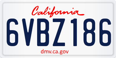 CA license plate 6VBZ186