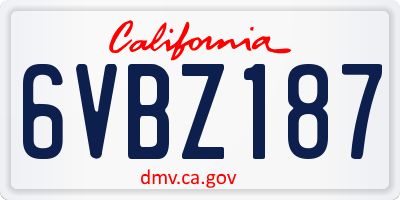 CA license plate 6VBZ187