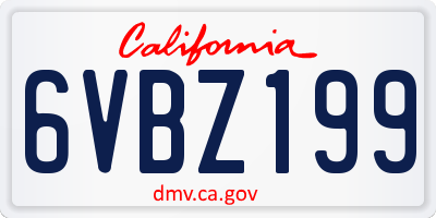 CA license plate 6VBZ199