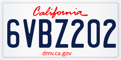 CA license plate 6VBZ202