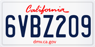 CA license plate 6VBZ209