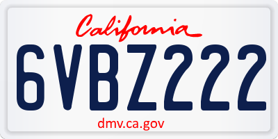 CA license plate 6VBZ222