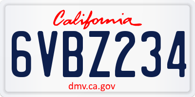 CA license plate 6VBZ234