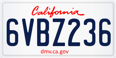 CA license plate 6VBZ236
