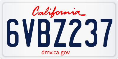 CA license plate 6VBZ237