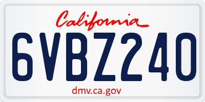 CA license plate 6VBZ240