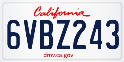 CA license plate 6VBZ243