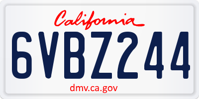 CA license plate 6VBZ244