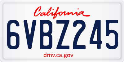 CA license plate 6VBZ245