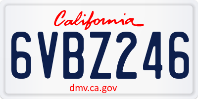 CA license plate 6VBZ246