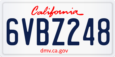 CA license plate 6VBZ248
