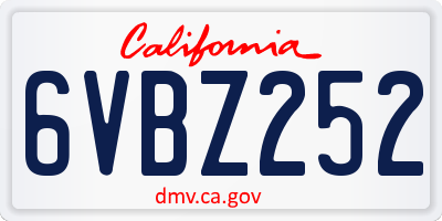 CA license plate 6VBZ252