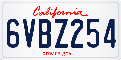 CA license plate 6VBZ254