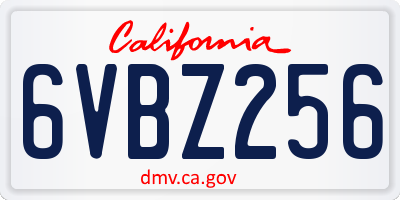 CA license plate 6VBZ256