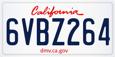 CA license plate 6VBZ264