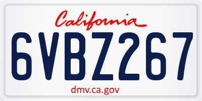 CA license plate 6VBZ267