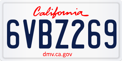 CA license plate 6VBZ269