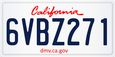 CA license plate 6VBZ271