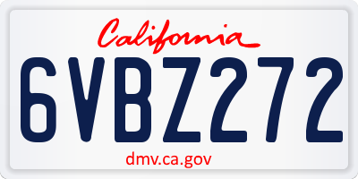 CA license plate 6VBZ272