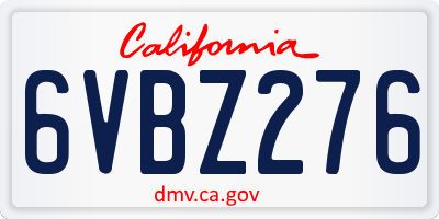 CA license plate 6VBZ276