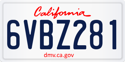 CA license plate 6VBZ281
