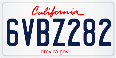 CA license plate 6VBZ282