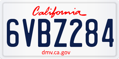 CA license plate 6VBZ284